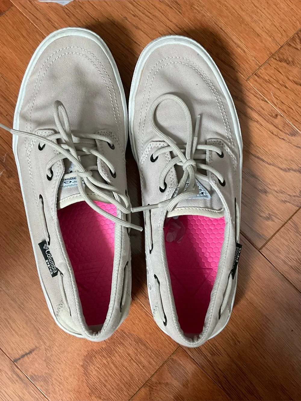 Columbia PFG Slackwater Tan Canvas Boat Shoes Size 9.5 Men's Preppy Laces